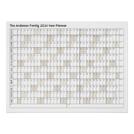 Póster Calendario de la oficina de nombre familiar del pl