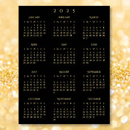 Póster Calendario de la oficina del año completo de Black