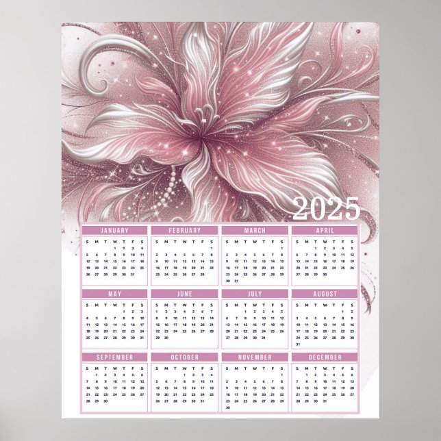 Póster Calendario de la Purpurinoso bonito Lily 2025 (Frente)