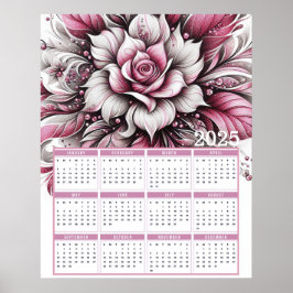 Póster Calendario de la Purpurinoso bonito Lily 2025