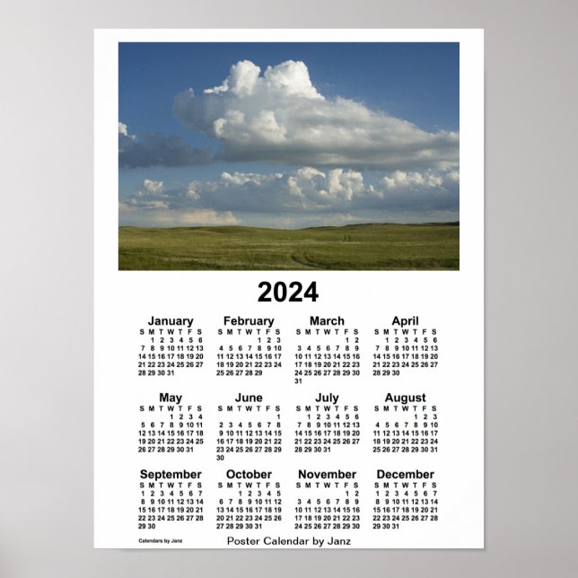 Póster Calendario de las Colinas Arenosas de Nebraska 202 (Frente)