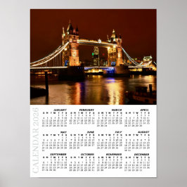 Póster Calendario de Londres 2026, Tower Bridge de Noche 