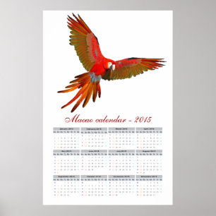 Póster Calendario de loro de Ara macao 2015