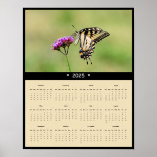 Póster Calendario de mariposa de cola tortuosa del Tigre 