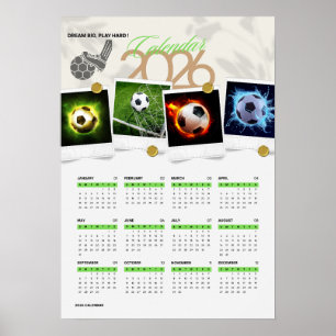 Póster Calendario de motivación de fútbol 2026