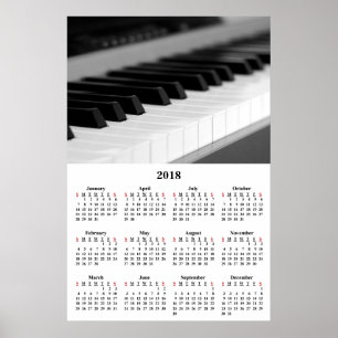Póster Calendario de Muro 2018 Hermoso Poster de piano de