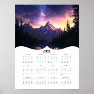 Póster Calendario de Muro de Año Completo de las Montañas