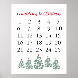 Póster Calendario de Navidad Cuenta regresiva para Navida