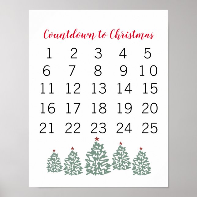 Póster Calendario de Navidad Cuenta regresiva para Navida (Frente)