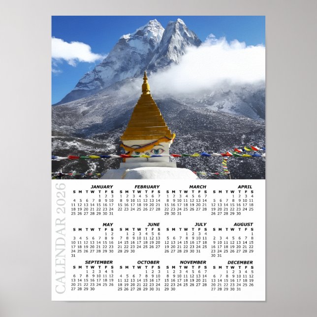 Póster Calendario de Nepal 2026, Ama Dablan, Sagarmatha (Frente)