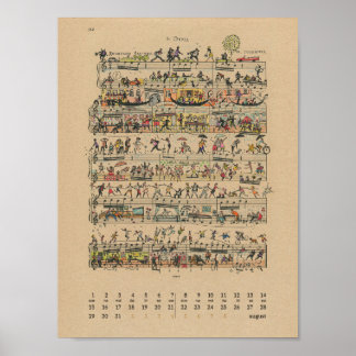 Póster Calendario de notas felices de agosto de 2022 Póst