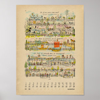 Póster Calendario de notas felices de noviembre de 2022 P