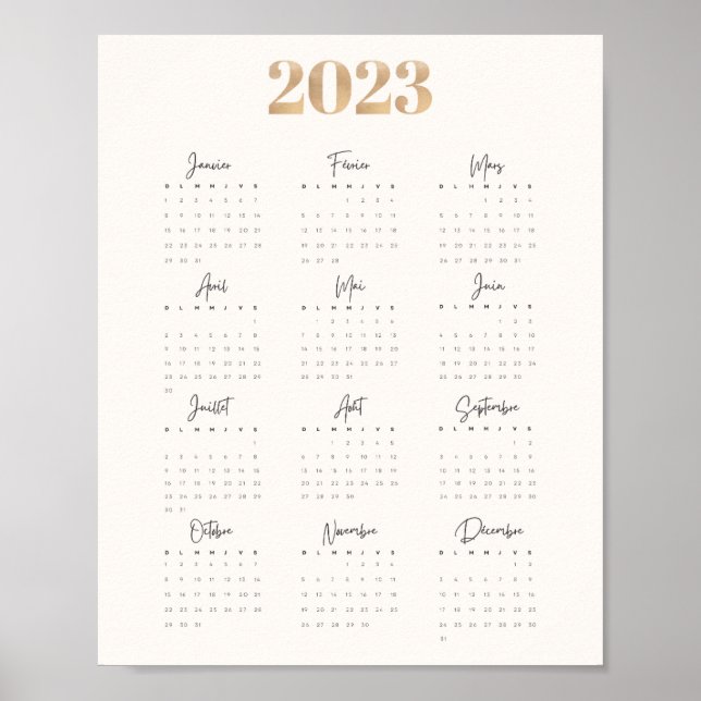 Póster Calendario de oficinas 2023 (Frente)