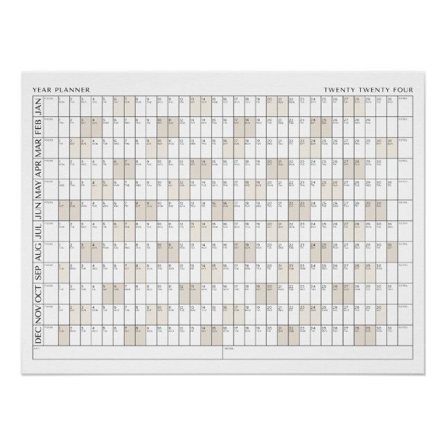 Póster Calendario de organización de la oficina de planif (Anverso)