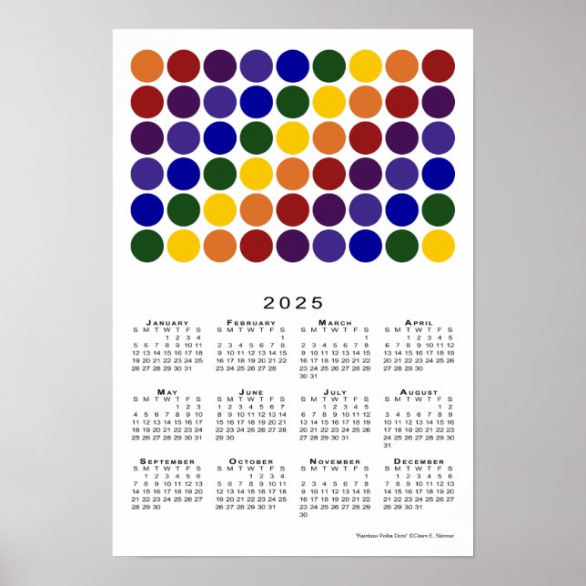 Póster Calendario de Orgullo LGBTQ 2025 con puntos de pol (Frente)