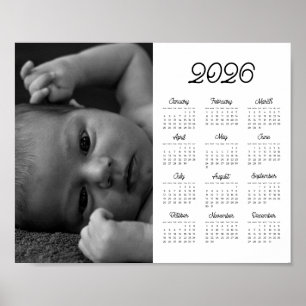 Póster Calendario de paisaje fotográfico vintage elegante