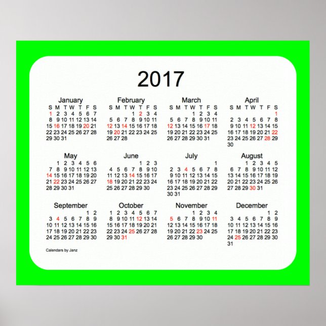 Póster Calendario de pared animada 2017 por Janz Print (Frente)