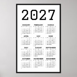 Póster Calendario de pared básico para todo el año 2027 p