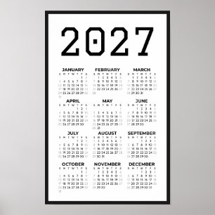 Póster Calendario de pared básico para todo el año 2027 p