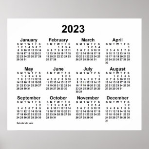 Póster Calendario de pared blanco 2023 de Janz