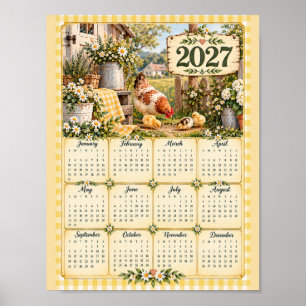 Póster Calendario de pared de 2027 - Gallinas de granja