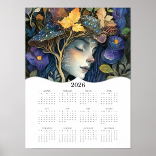 Póster Calendario de pared de año completo de la mujer de