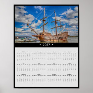 Póster Calendario de pared de barco pirata 2027: Aventura