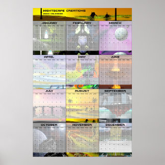 Póster Calendario de pared de creaciones de paisaje noctu