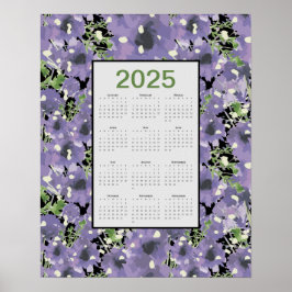 Póster Calendario de pared de flores púrpuras 2025