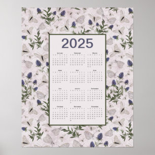 Póster Calendario de pared de fragmentos de mariposas de 