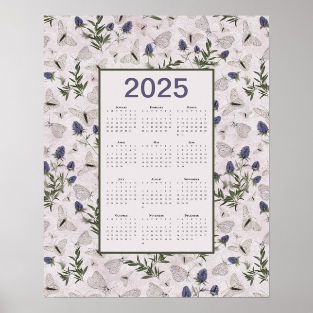 Póster Calendario de pared de fragmentos de mariposas de  (Frente)