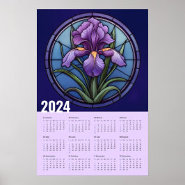 Póster Calendario de pared de iris morado