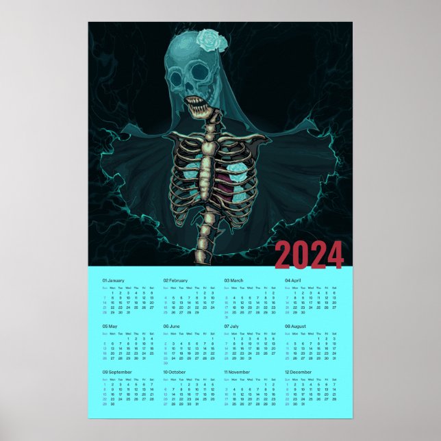Póster Calendario de pared fantasma del Gótico 2024 (Frente)