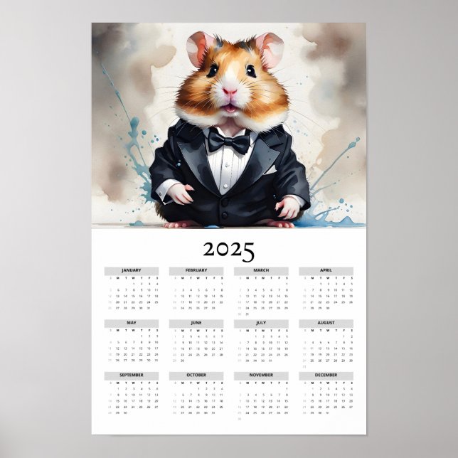 Póster Calendario de pared para el uso de hámster acuátic (Frente)