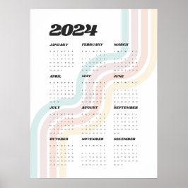 Póster Calendario de pared retro 2024 - 18"x24"
