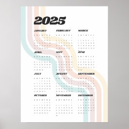 Póster Calendario de pared retro 2025 - Poster de 18"x24"