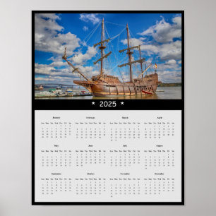 Póster Calendario de Paredes de Barco Pirata 2025