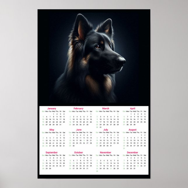 Póster Calendario de Pastor Alemán 2025 (Frente)