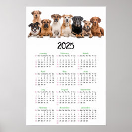 Póster Calendario de perros de 2025