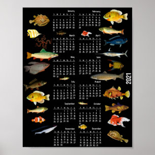 Póster Calendario de pesca como
