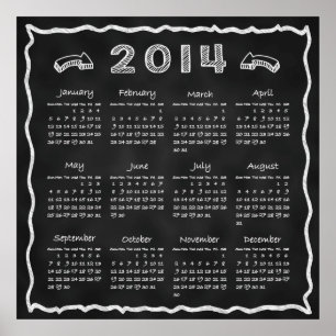 Póster Calendario de Pizarra Año 2014