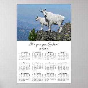 Póster Calendario de plantilla de fotografía de cabra ins