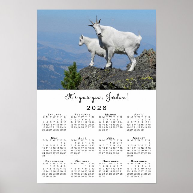 Póster Calendario de plantilla de fotografía de cabra ins (Frente)