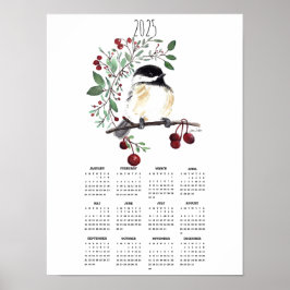 Póster Calendario de Poster de Rama de Bayas de Carbonero