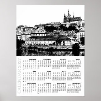 Póster Calendario de Praga 2027, Castillo de Praga, Chequ