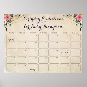 Póster Calendario de predicción de cumpleaños para baby s
