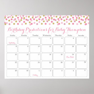 Póster Calendario de predicción de cumpleaños para baby s