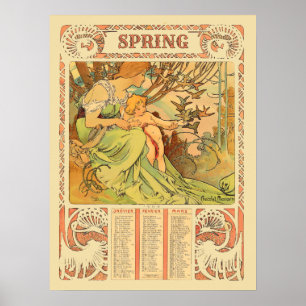 Póster Calendario de primavera de la era victoriana Art N