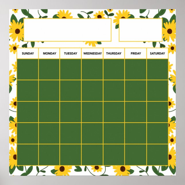 Póster Calendario de profesor de clasic patch de girasole (Frente)