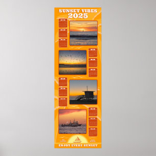 Póster Calendario de puestas de sol y ambiente de playa 2